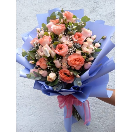 Ramo con rosas inglesas en tono rosa | Florería Versalles