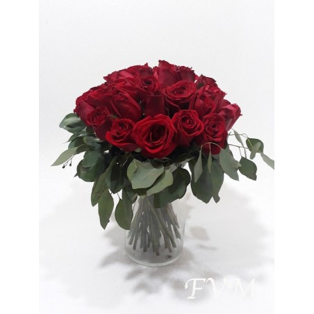 Florero con 24 rosas rojas | Regalo elegante y romántico
