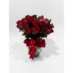 Florero con 24 rosas rojas | Regalo elegante y romántico