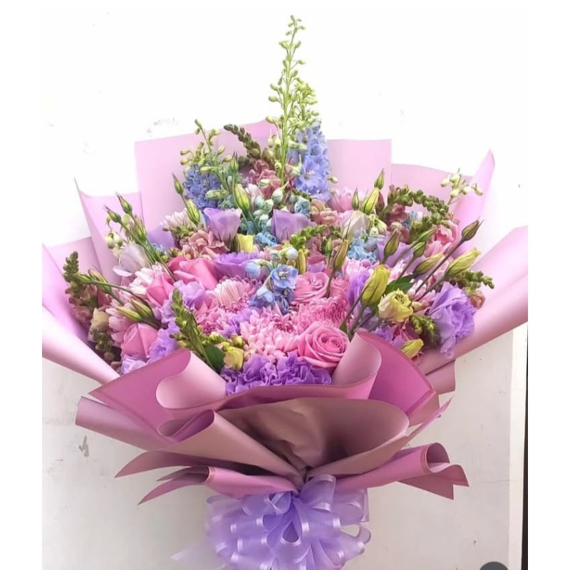 Ramo en tonos rosas y lilas | Florería Versalles México