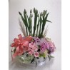 Sembrado de tulipanes con flores mixtas en tonos rosas | Florería Versalles México