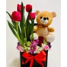 Arreglo de tulipanes con oso | Florería Versalles CDMX